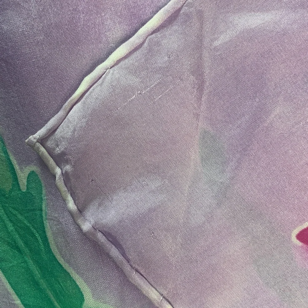 Lavender/Purple, pink and green floral silk scarf